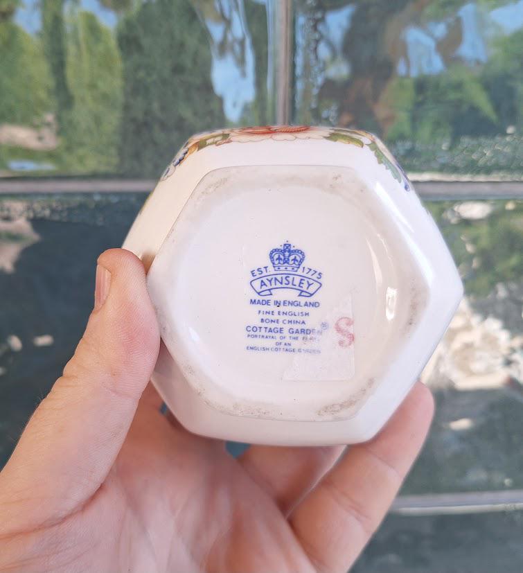 Vintage Aynsley Cottage Garden Pagoda Candy Box, Fine Bone China Trinket Jar