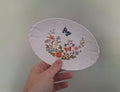 Vintage Aynsley Cottage Garden Oval Dish: Fine Bone China Floral Butterfly Tray Made in England