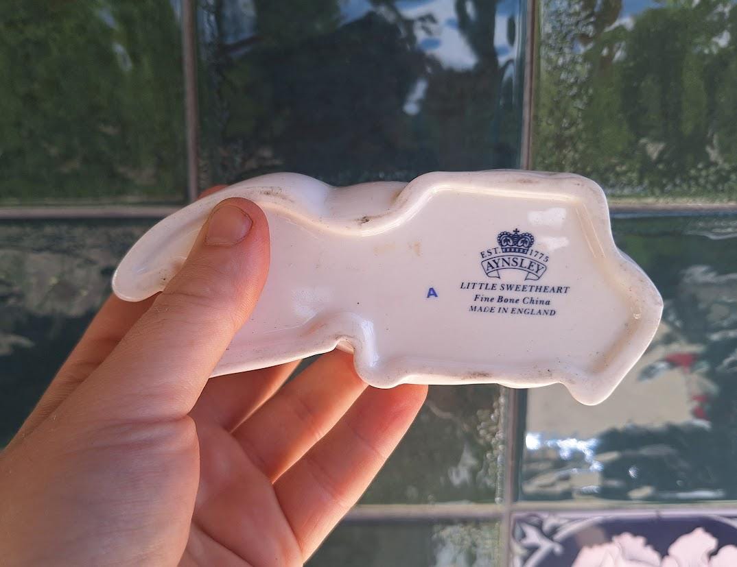 Vintage Aynsley Horse Trinket Box: Fine Bone China Floral Keepsake Made England