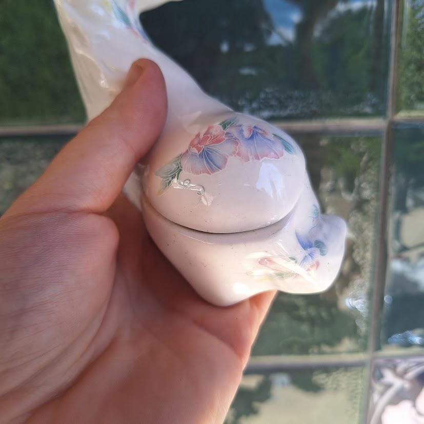 Vintage Aynsley Horse Trinket Box: Fine Bone China Floral Keepsake Made England