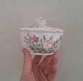 Vintage Aynsley Wild Tudor Powder Box with Butterfly Lid Fine Bone China Floral Trinket Box