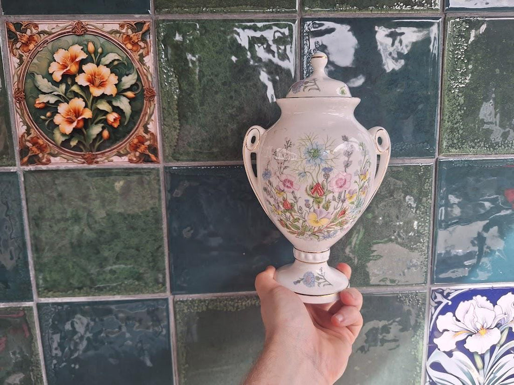 Aynsley Wild Tudor Large Urn Vase, Fine Bone China Floral Display Ornament