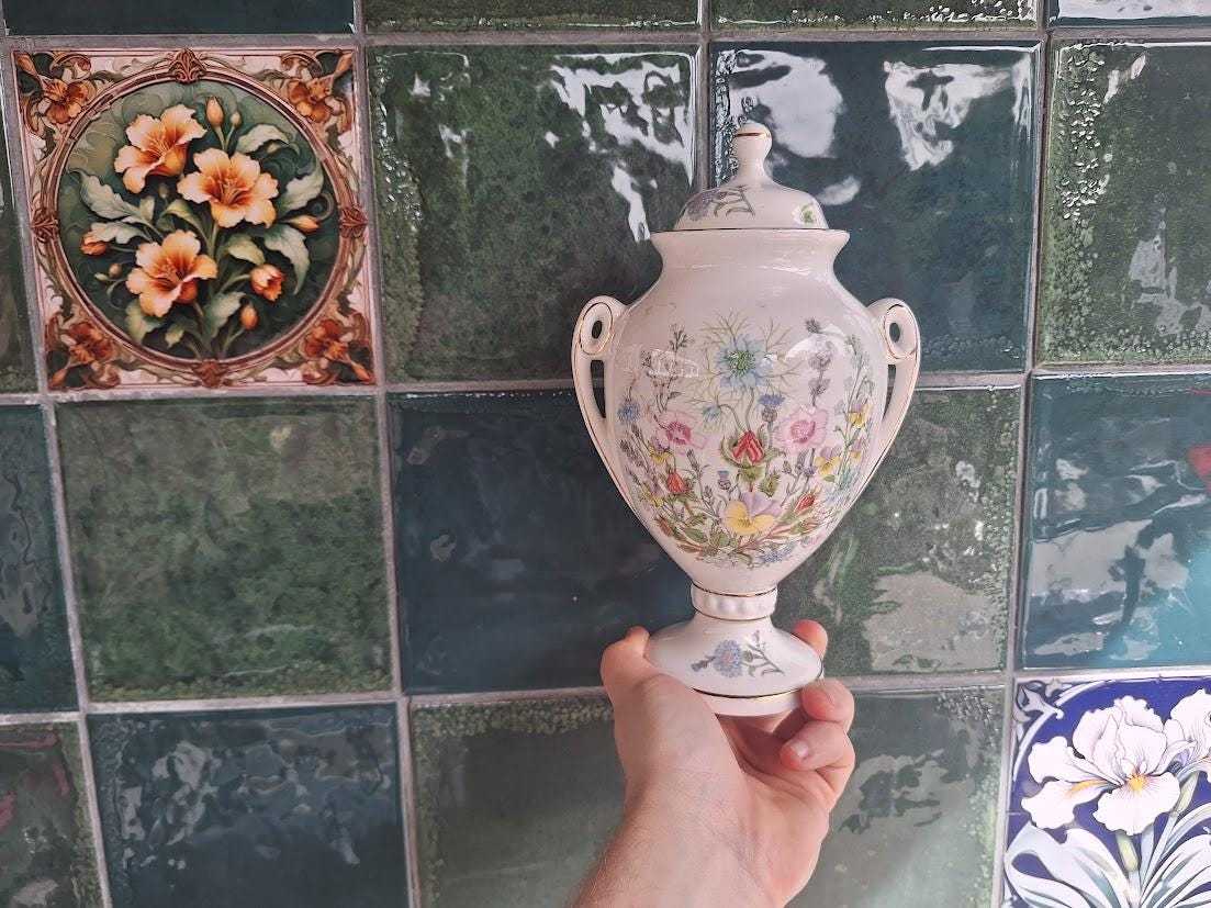 Aynsley Wild Tudor Large Urn Vase, Fine Bone China Floral Display Ornament