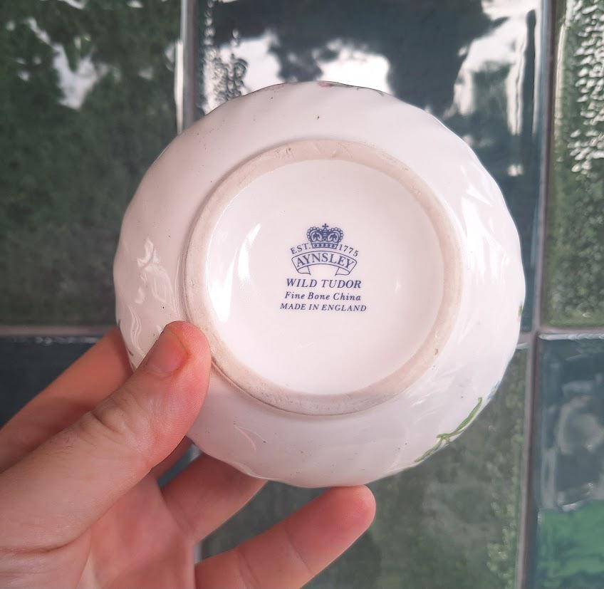 Vintage Aynsley Wild Tudor Trinket Box: Fine Bone China Floral Keepsake (4.25in)