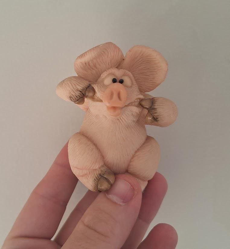 Vintage Piggin Childish Figurine 1997 David Corbridge Handmade Resin Pig Collectable Funny Face Ornament 1990s No Box