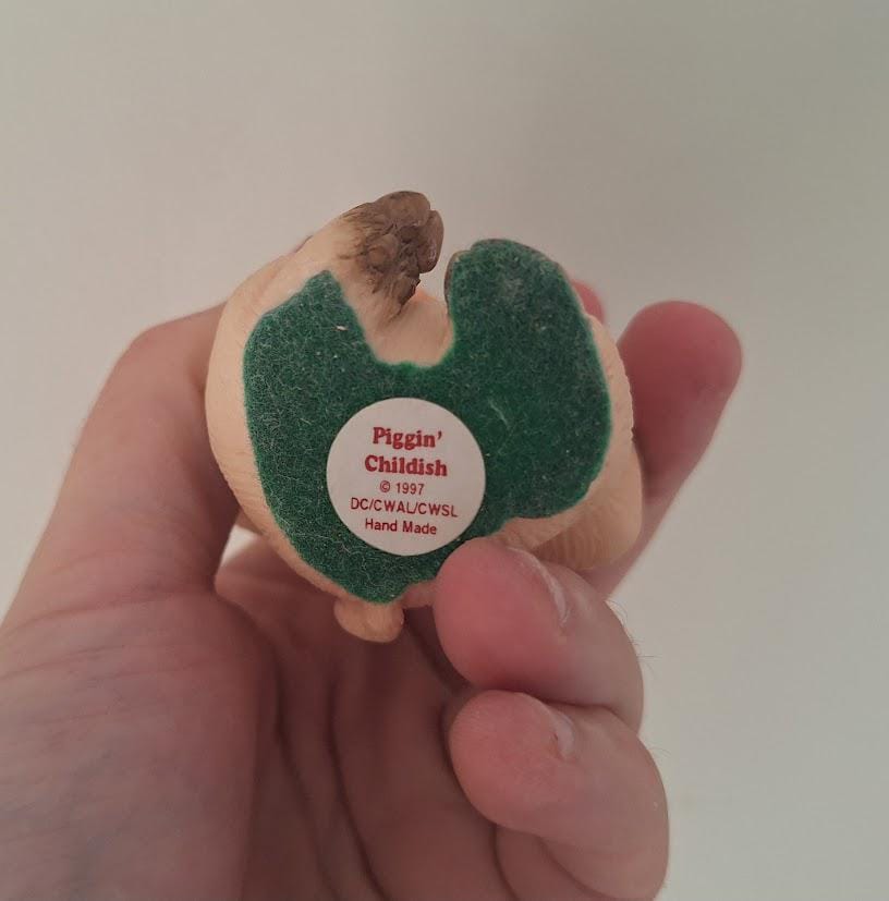 Vintage Piggin Childish Figurine 1997 David Corbridge Handmade Resin Pig Collectable Funny Face Ornament 1990s No Box