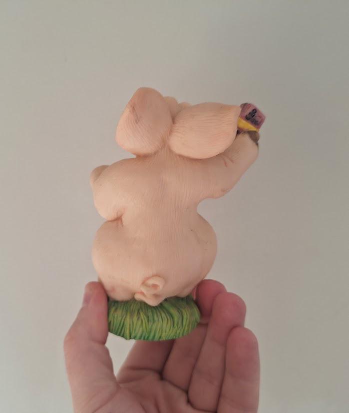 Vintage Piggin Payday 1999 Anniversary Special Figurine David Corbridge Handmade Resin Pig Money Collectable Ornament No Box