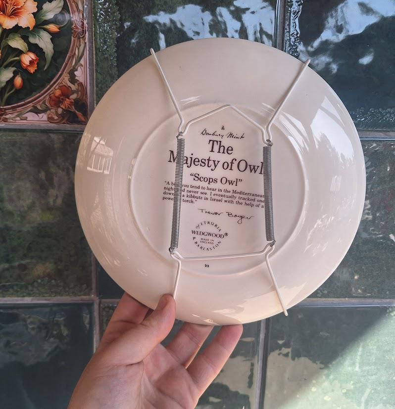 Vintage Wedgwood Scops Owl Collector Plate 1992, Majesty of Owls Trevor Boyer, Danbury Mint Bird Wall Décor Made in England