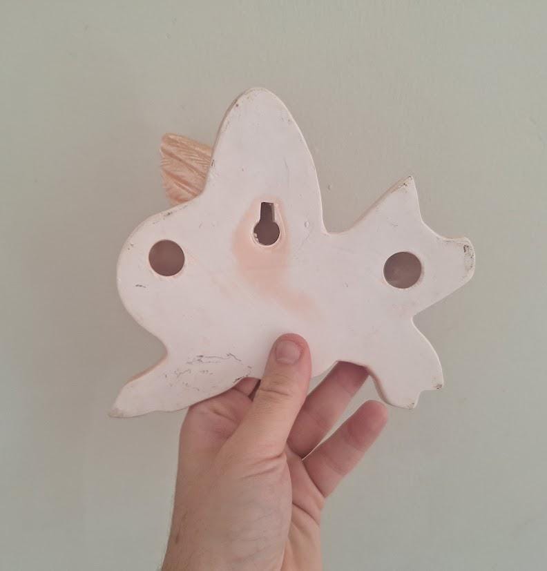 Vintage Pair Pink Ceramic Flying Pig Wall Plaques, Kitsch When Pigs Fly Decor, Winged Pig Retro Wall Art, Pig Lover Gift