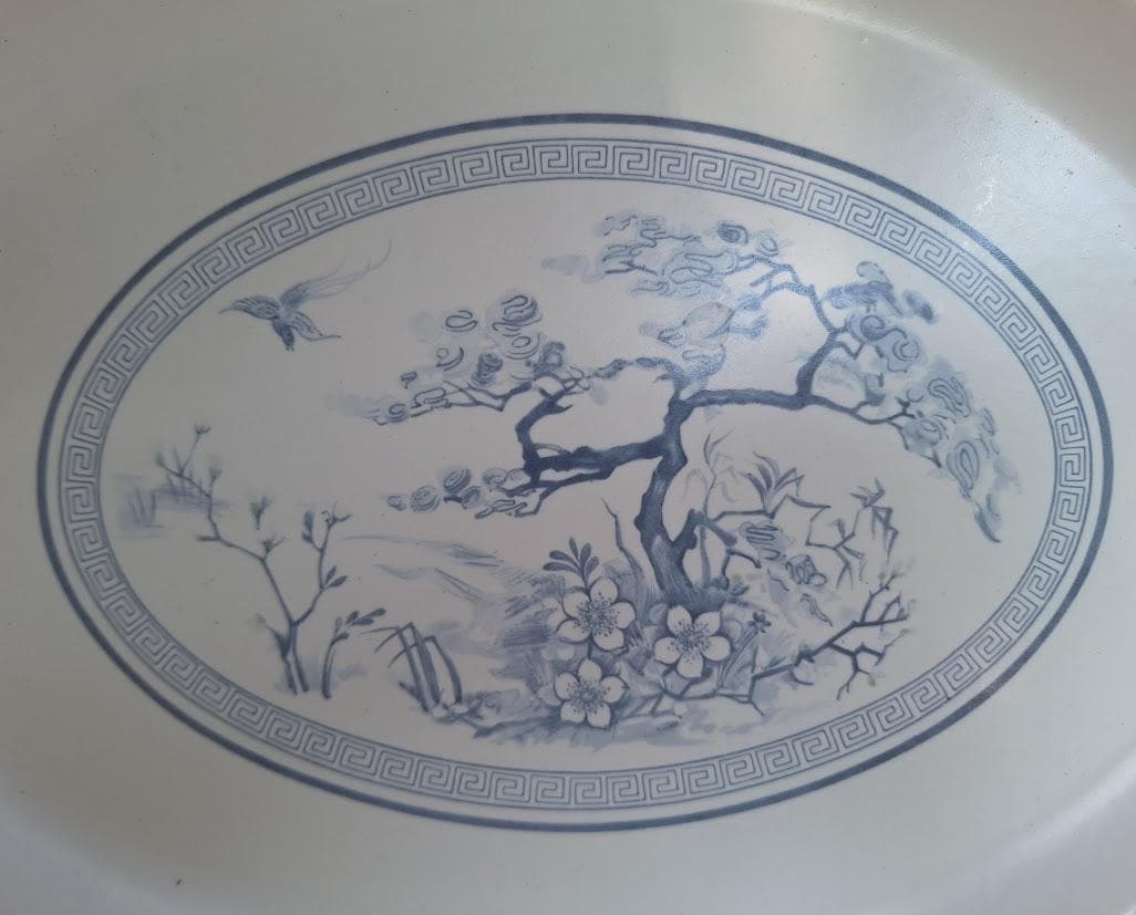 Royal Doulton Asian Dawn Large Oval Serving Platter LS1032, Lambethware Blue & White Vintage Serving Plate Made in England