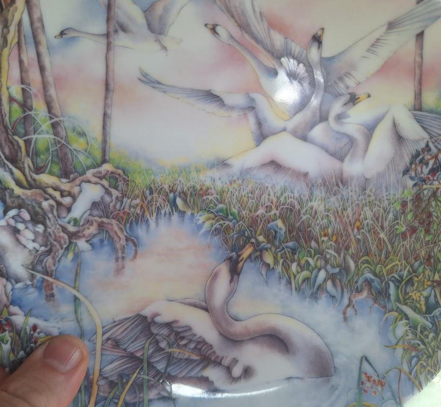 Vintage Grande København Svanesommer Swan Collector Plate, Karen Jean Bornholt Danish Porcelain with Original Box and Certificate