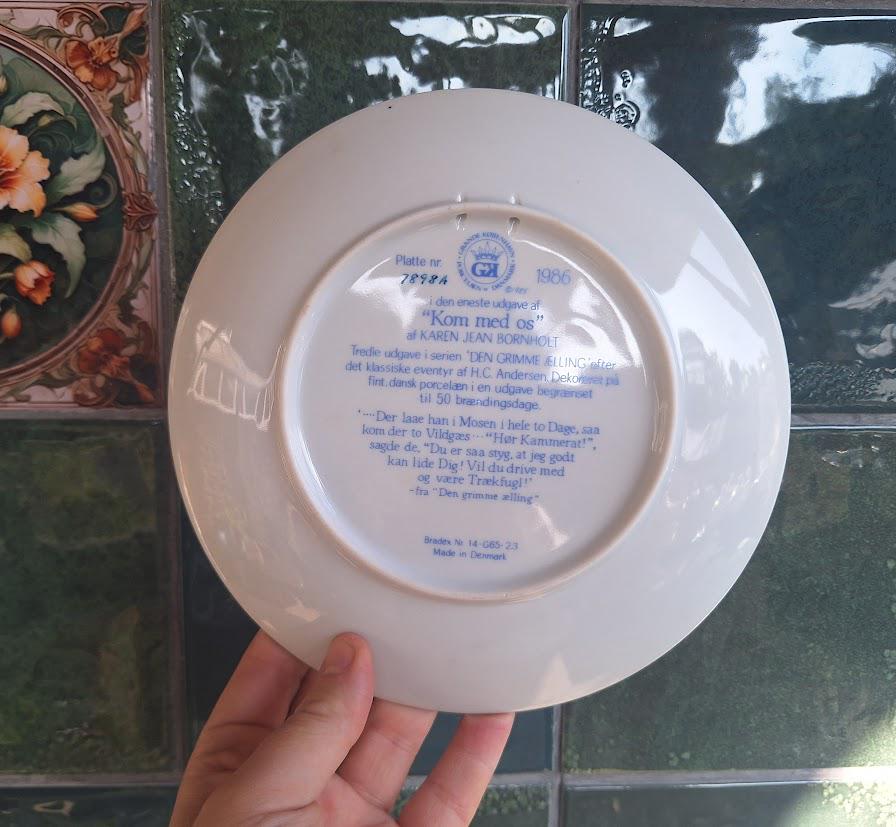 Grande København Kom Med Os Collector Plate 1986, Karen Jean Bornholt Ugly Duckling Series, Danish Porcelain with Box & Certificate
