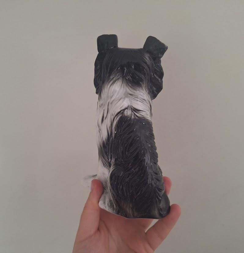 Vintage Black and White Border Collie Figurine, Large Ceramic Sheepdog Ornament, Sitting Farm Dog Statue, Dog Lover Gift