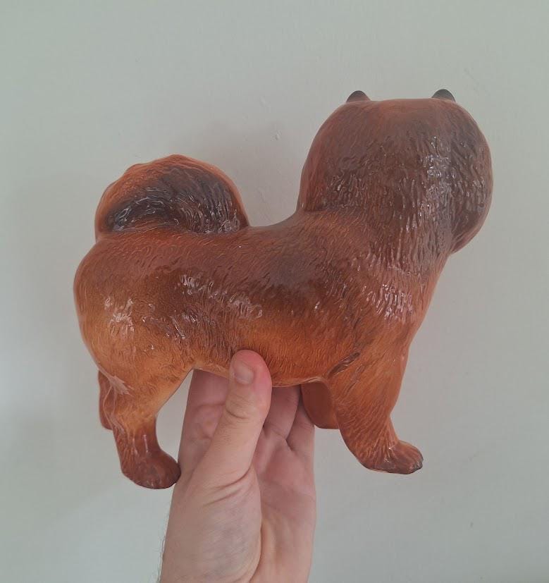 Vintage Coopercraft Chow Chow Dog Figurine, Large Brown Ceramic Standing Dog Ornament, English Breed Collectable and Dog Lover Gift