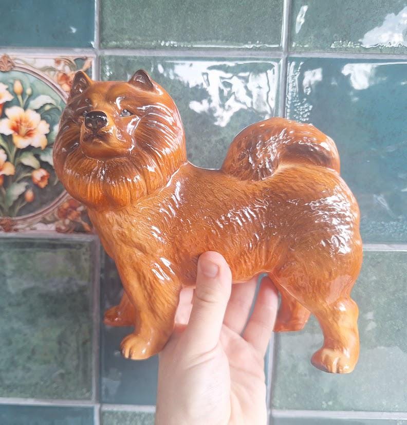 Vintage Coopercraft Chow Chow Dog Figurine, Large Brown Ceramic Standing Dog Ornament, English Breed Collectable and Dog Lover Gift