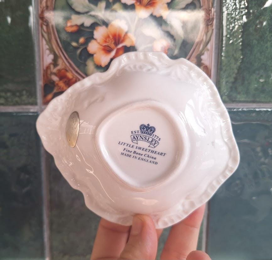 Vintage Aynsley Little Sweetheart Bon Bon Dish Fine Bone China Made in England Trinket Dish Floral Candy Bowl Gift