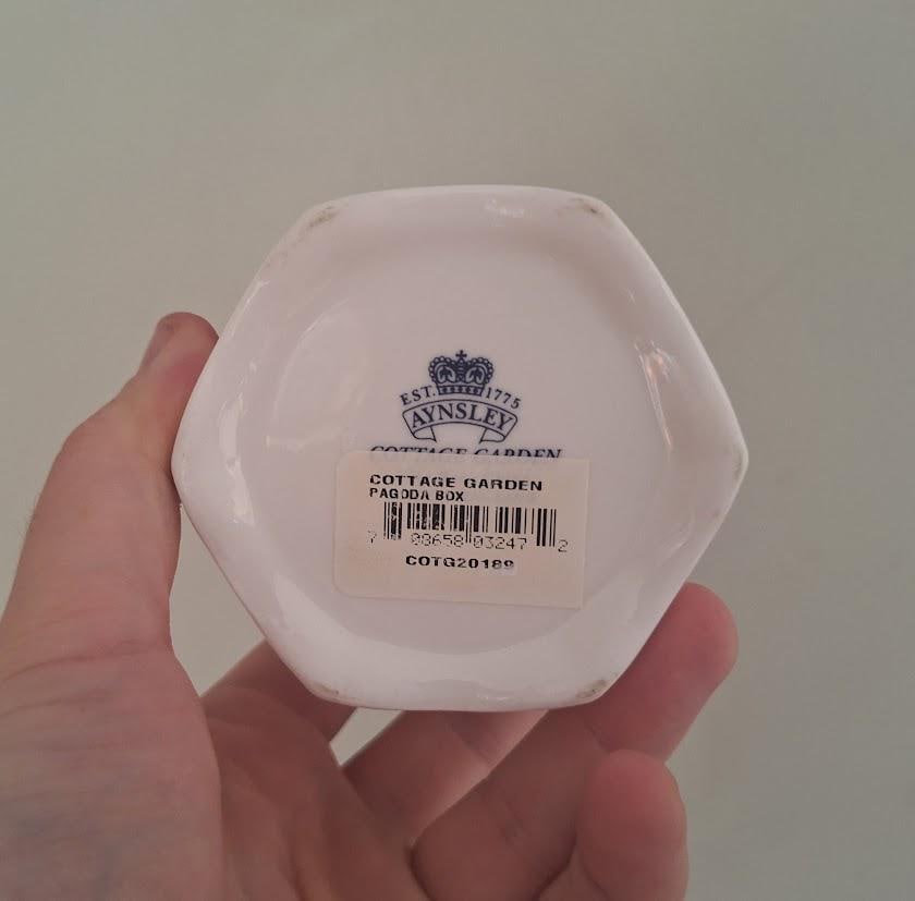 Vintage Aynsley Cottage Garden Pagoda Box Fine Bone China Lidded Trinket Pot Butterfly Floral England