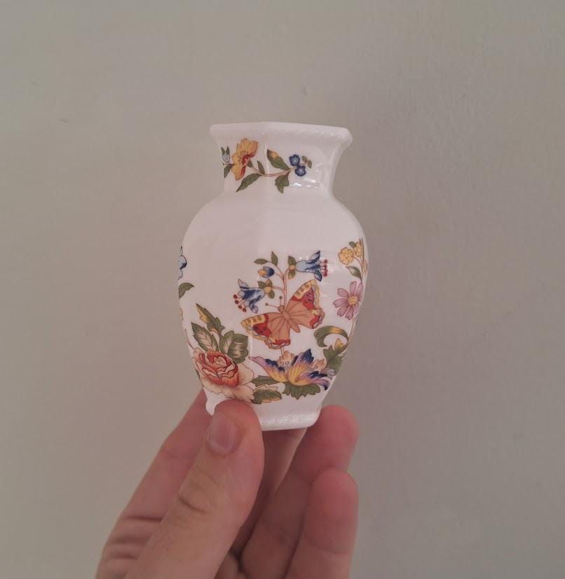 Vintage Aynsley Cottage Garden Miniature Bud Vase Fine Bone China Made in England Floral Posy Vase