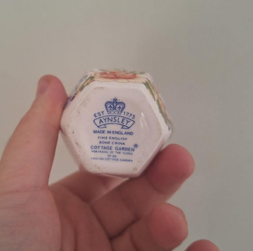 Vintage Aynsley Cottage Garden Miniature Bud Vase Fine Bone China Made in England Floral Posy Vase