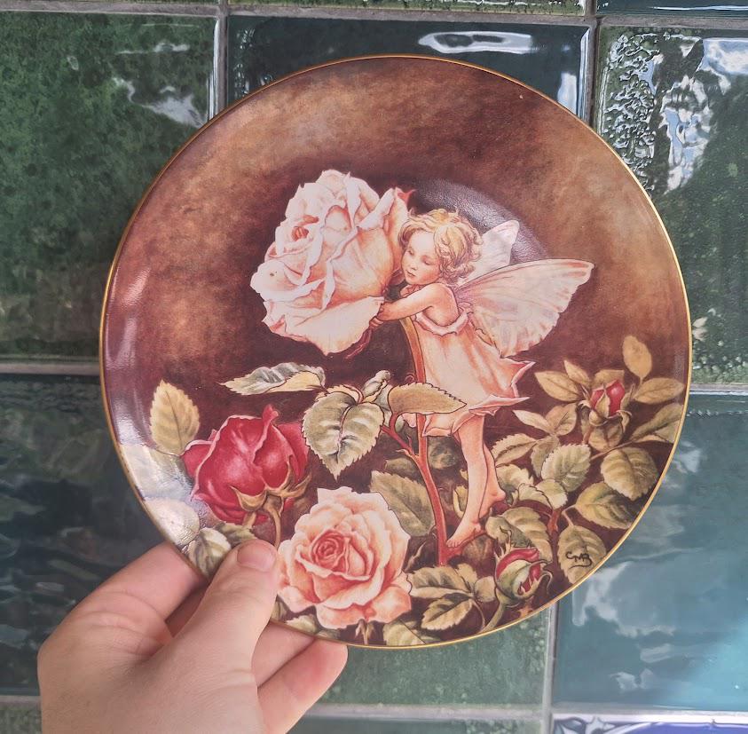 Vintage Rose Fairy Plate by Cicely Mary Barker, Border Fine Arts Collector Item