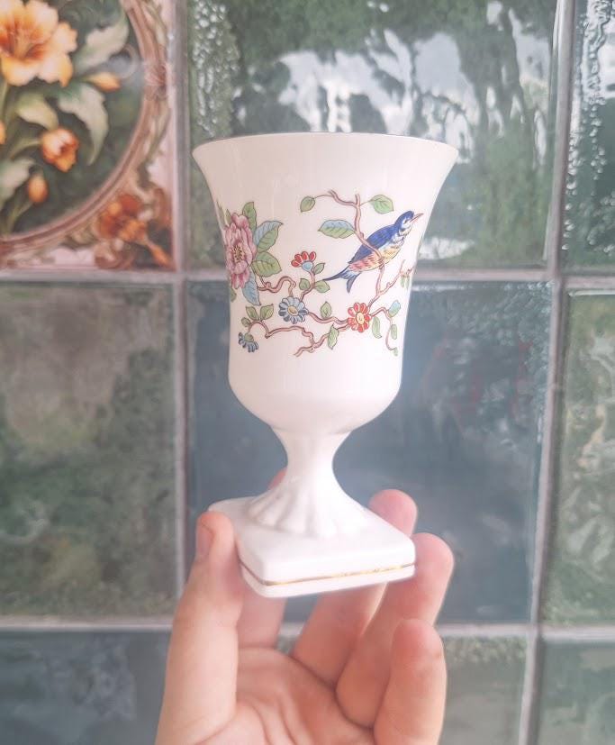 Aynsley Pembroke Fine Bone China Bud Vase Urn Vase Bird Floral England Vintage Collectable Gift