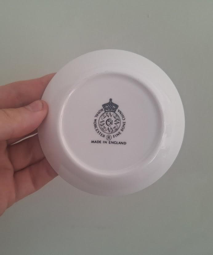 Vintage Royal Worcester Floral Pin Dish Fine Bone China England Pink Pasque Flower Trinket Dish