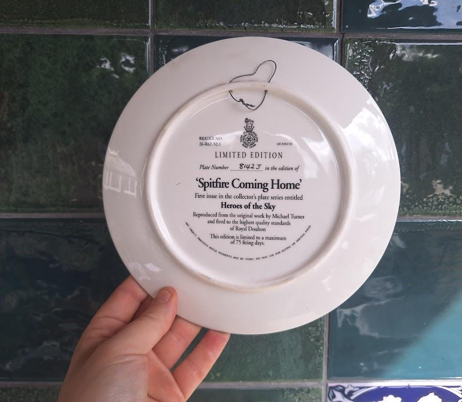 Royal Doulton Spitfire Coming Home Heroes of the Sky Collector Plate Michael Turner RAF Aviation Plate With Certificate