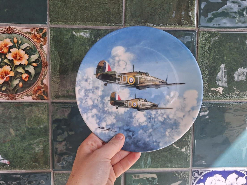 Coalport Collector Plate: Michael Turner Aviation Art, RAF Hurricane Flight (1990)