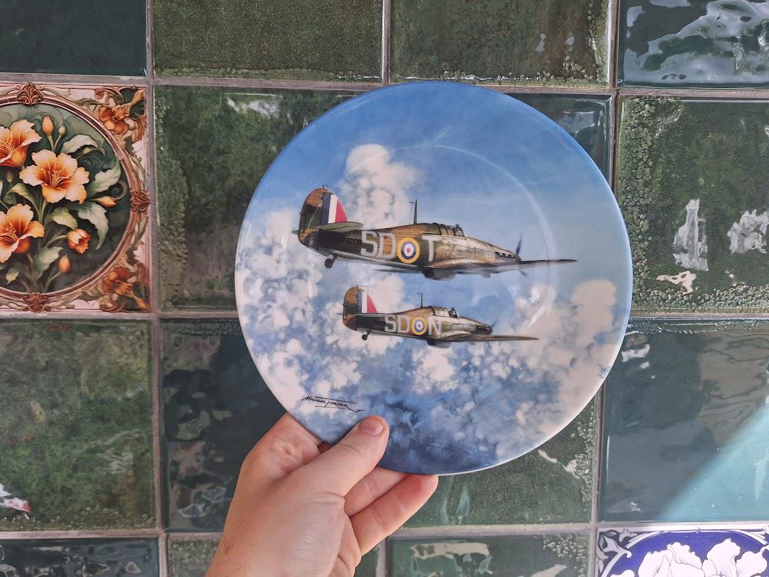 Coalport Collector Plate: Michael Turner Aviation Art, RAF Hurricane Flight (1990)