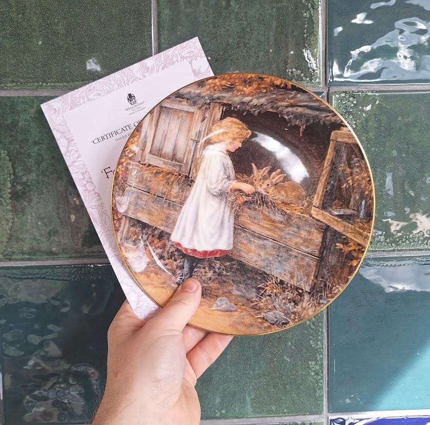 Wedgwood Yesterday's Child Feeding the Rabbits Collector Plate Caroline Paterson Bone China Boxed With Certificate