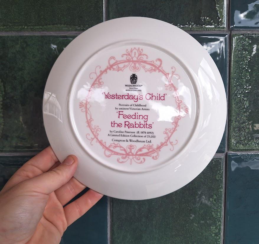 Wedgwood Yesterday's Child Feeding the Rabbits Collector Plate Caroline Paterson Bone China Boxed With Certificate