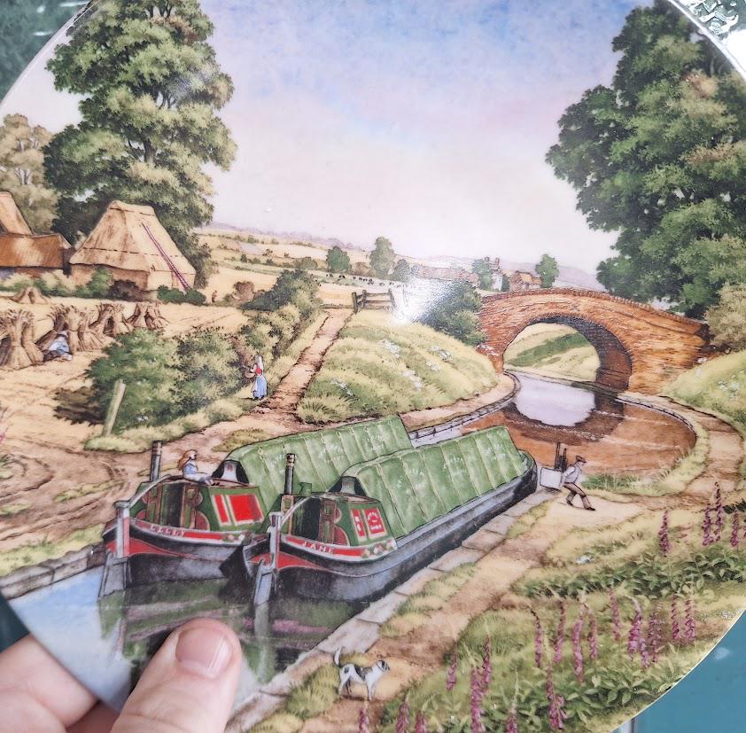 Royal Worcester Collector Plate: Jane and Lilly Canal Boat Scene (1989)