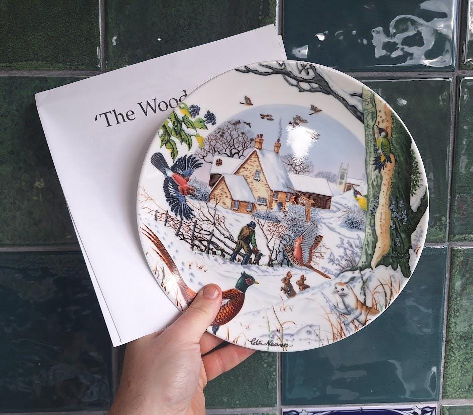 Wedgwood Collector Plate: Colin Newman Country Christmas 1991 Winter Wildlife Scene