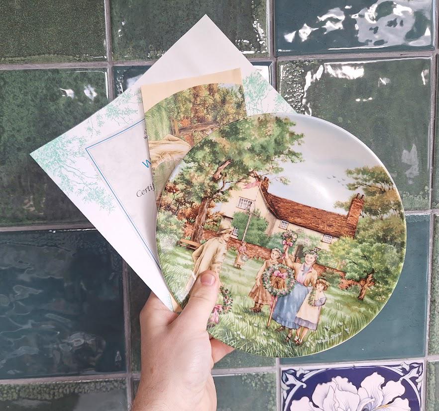 Wedgwood May Day Collector Plate: Village Green Scene, Petula Stone 1990 (Boxed)