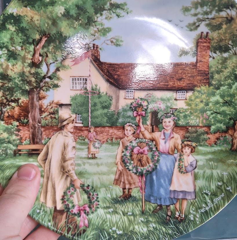 Wedgwood May Day Collector Plate: Village Green Scene, Petula Stone 1990 (Boxed)
