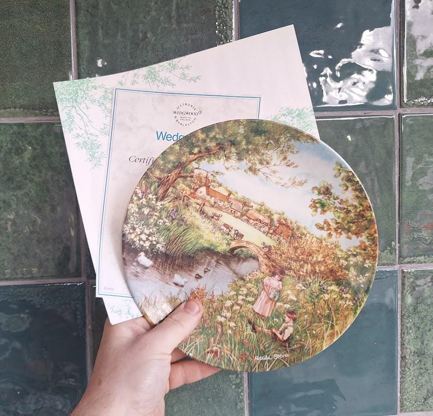 Wedgwood Collector Plate: The Village Stream, Petula Stone, Queen's Ware, 1990 (Boxed)