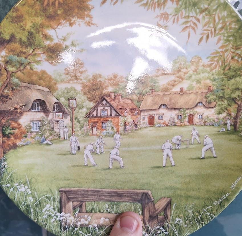 Wedgwood Collector Plate: The Cricket Match, Village Green Series, Petula Stone 1990
