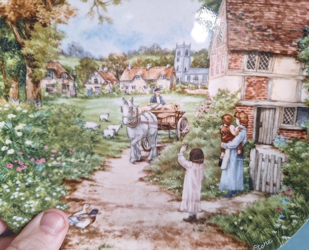 Wedgwood Collector Plate: The Path to the Green, Village Scene, 1989 (Boxed)
