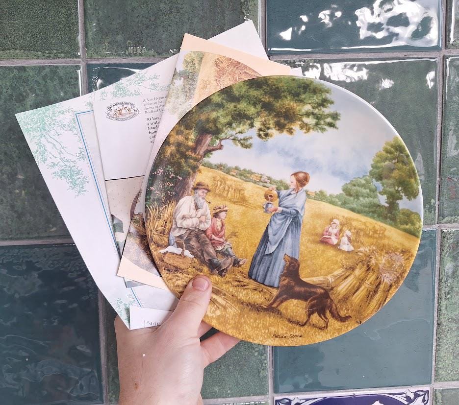 Wedgwood Collector Plate: Harvest Supper, Village Green Series, Petula Stone, 1990