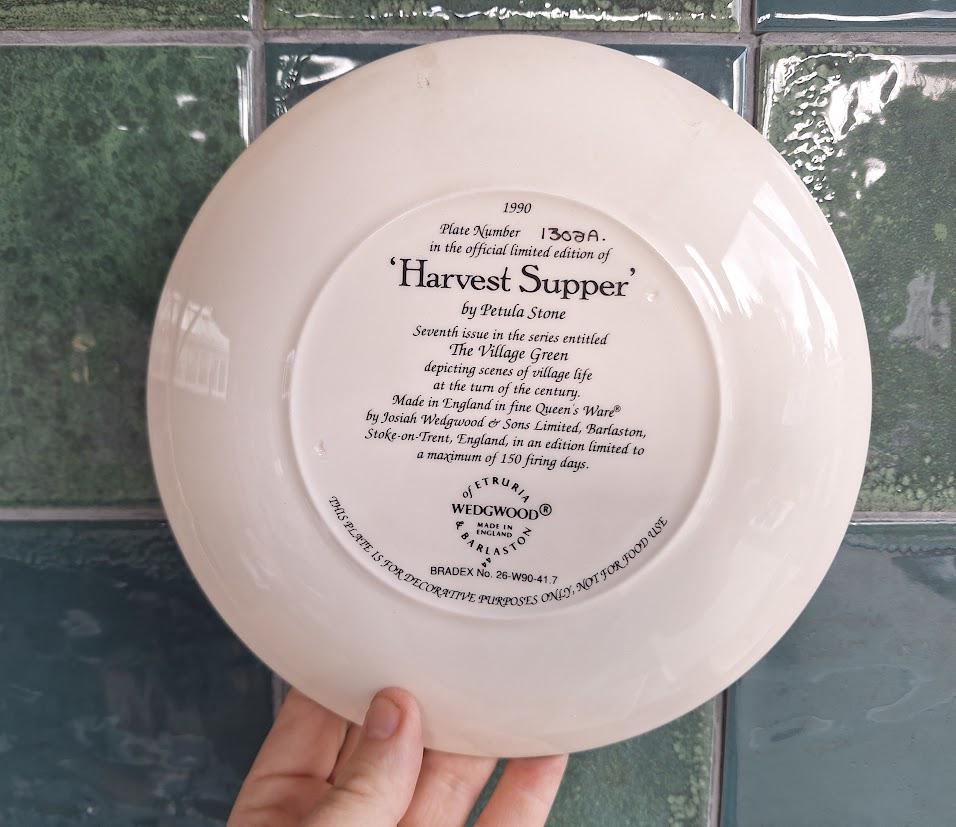 Wedgwood Collector Plate: Harvest Supper, Village Green Series, Petula Stone, 1990