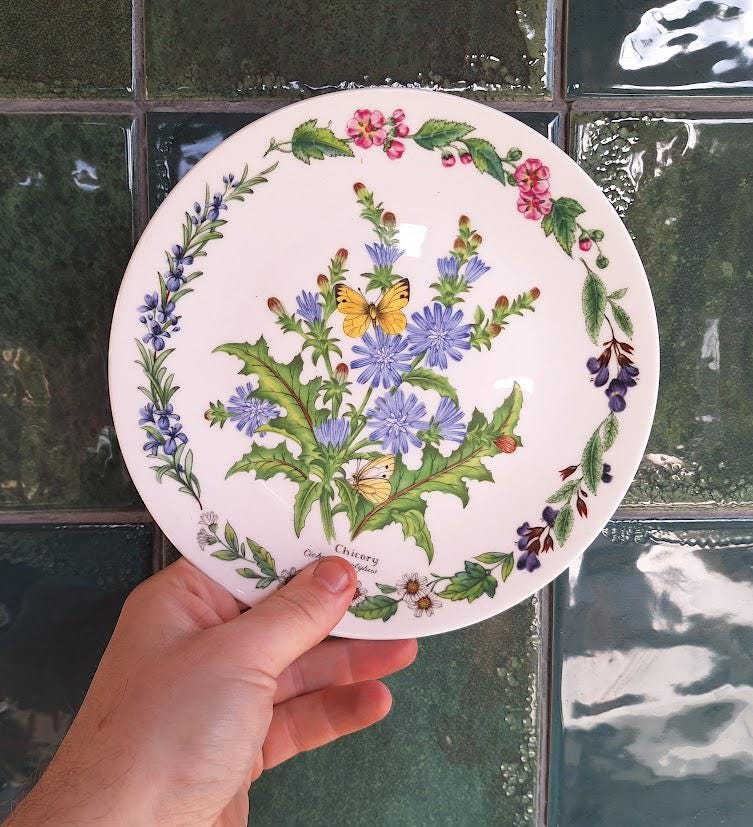 Royal Worcester Chicory Collector Plate: Botanical Butterfly Fine Bone China (Boxed w/ Certificate)