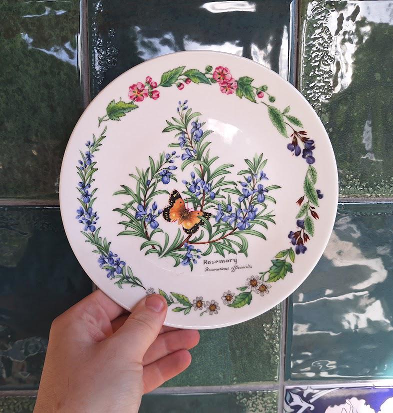 Royal Worcester Rosemary Herbs Collector Plate, Fine Bone China Botanical Butterfly (Boxed With Certificate)