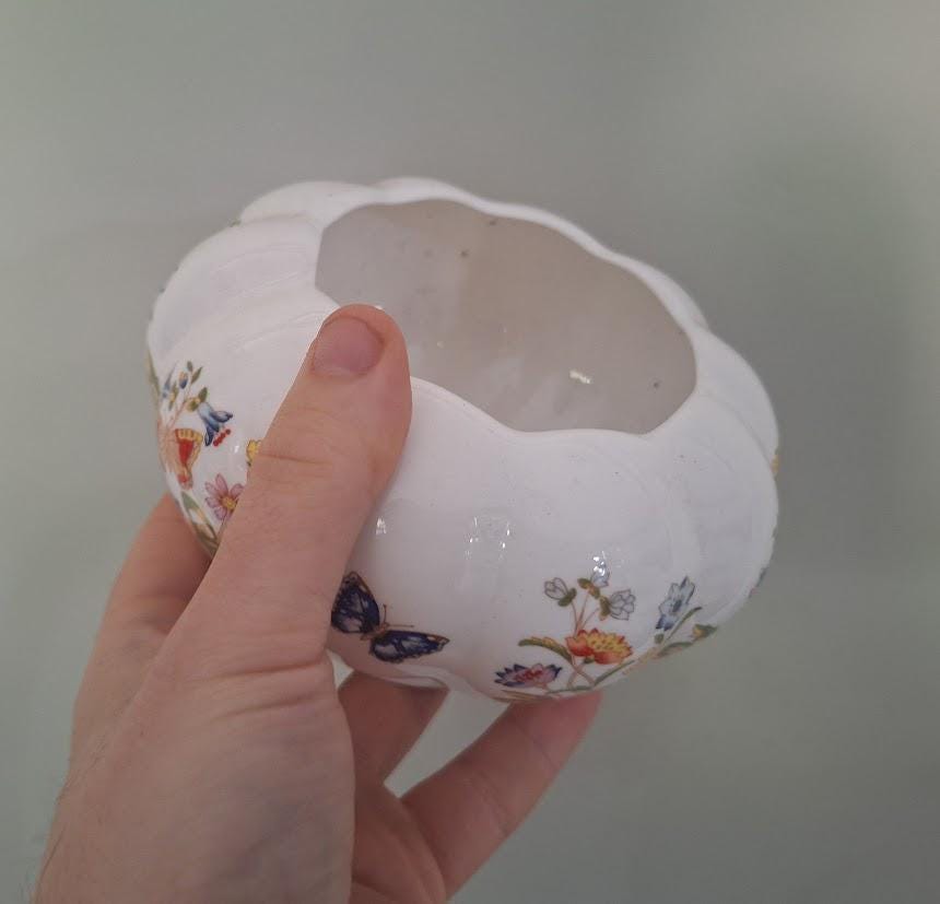 Aynsley Cottage Garden Floral Butterfly Bowl  Embossed Fine Bone China Dish