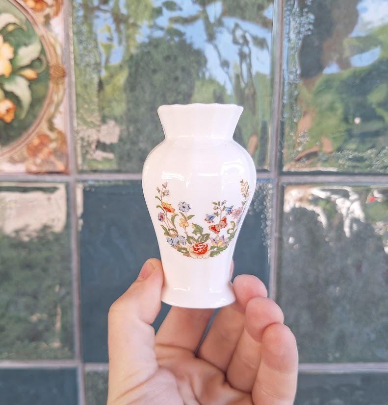 Vintage Aynsley Cottage Garden Miniature Posy Vase, Fine Bone China, Made in England