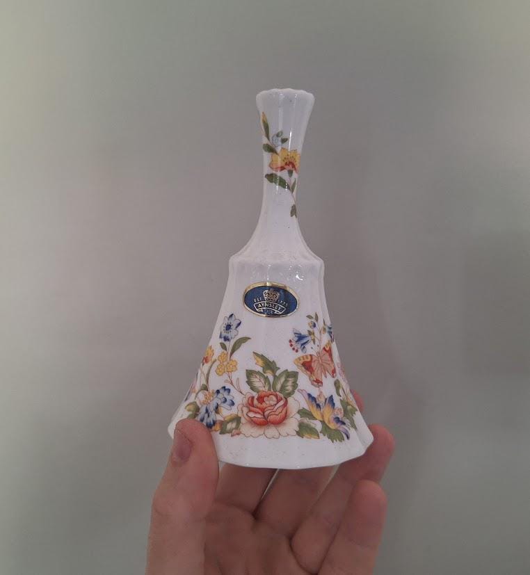 Aynsley Cottage Garden Fine Bone China Bell  Floral Butterfly Hand Bell