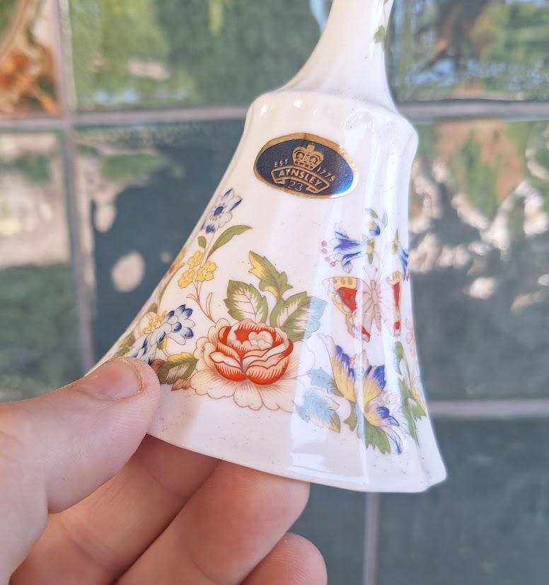 Aynsley Cottage Garden Fine Bone China Bell  Floral Butterfly Hand Bell