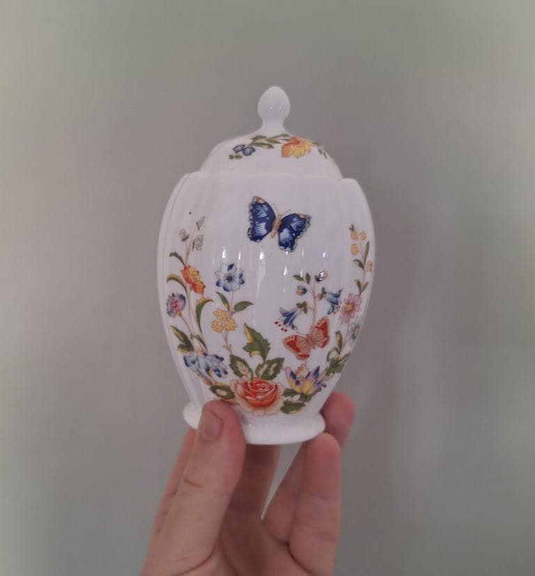 Aynsley Cottage Garden Ginger Jar: Small Fine Bone China Butterfly Floral (5 Inch)
