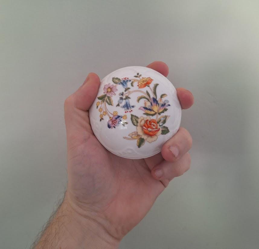 Vintage Aynsley Cottage Garden Trinket Box: Fine Bone China Floral Jewellery Container