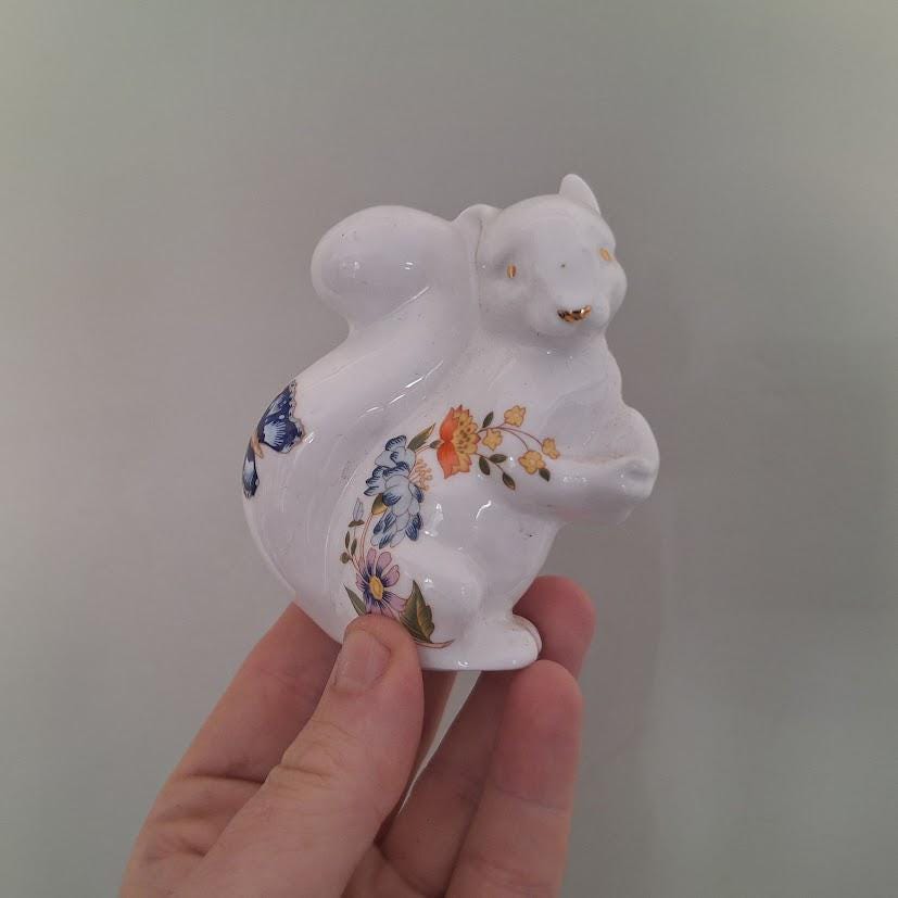 Vintage Aynsley Cottage Garden Squirrel Figurine  Fine Bone China England