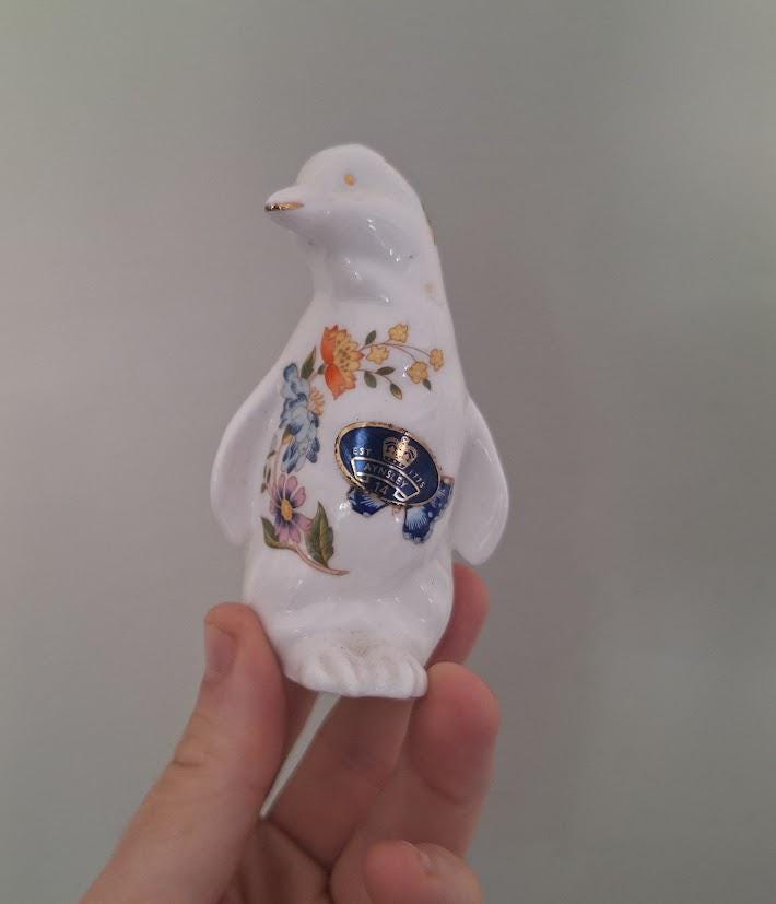 Vintage Aynsley Cottage Garden Penguin Figurine: Fine Bone China Ornament Made England